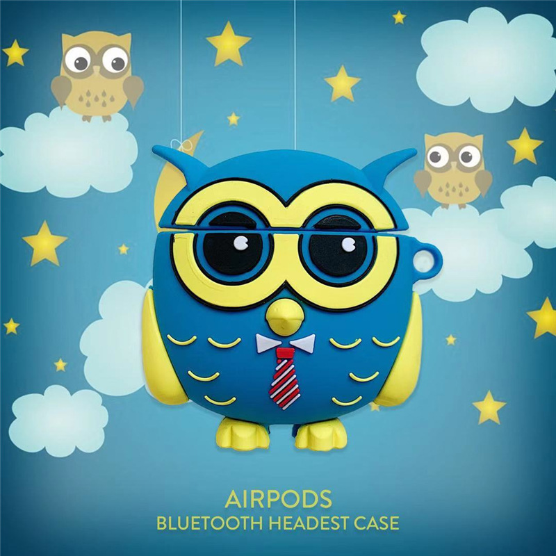 Cute Design Cartoon Silicone Cover Skin for Airpod (1 / 2) Charging Case (OWL)